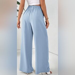 SHEIN Light Blue Wide Leg Pull-On Pants | Elastic Waist | Pockets | Size S